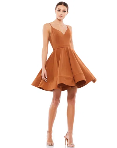 Mac Duggal 48775 Short Spaghetti Strap Cocktail Dress In Brown