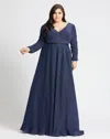 Mac Duggal 48892 Fabulouss Long Sleeve Plus Size Prom Dress In Blue