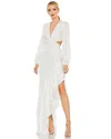 Mac Duggal 49524 Long Sleeve Formal High Low Dress In White