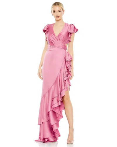 Mac Duggal 49529 Cap Sleeve High Low Dress In Pink