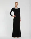 Mac Duggal 49951 Fitted Formal Prom Beaded Long Sleeve Dress In Black