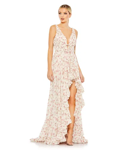 Mac Duggal 50659 High Low Floral Chiffon Formal Dress In Multi