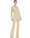 Mac Duggal 5411 Formal Long Sleeve Beaded Jumpsuit Sale In Neutral