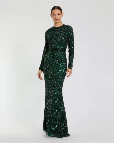 MAC DUGGAL 5453 LONG SLEEVE BEADED FORMAL EVENING DRESS