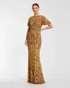 Mac Duggal 5491 Formal Long Beaded Mother Of The Bride Dress In Brown