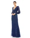 Mac Duggal 5501 Long Formal Beaded Evening Dress In Blue