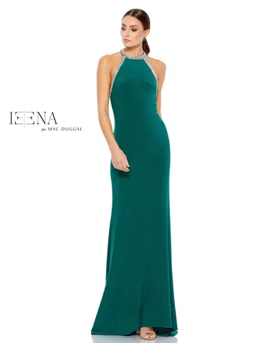 Mac Duggal 55285 Prom Long Formal Fitted Halter Gown In Green