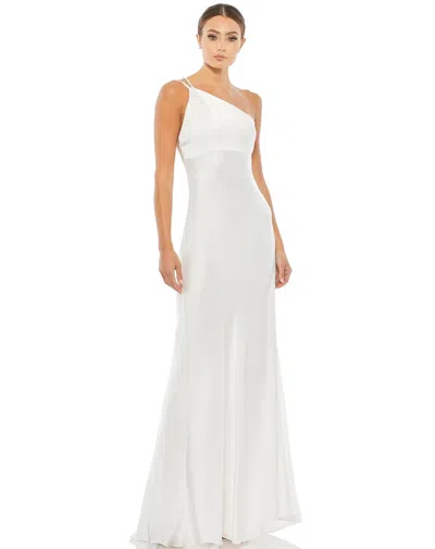 Mac Duggal 55385 Prom Long One Shoulder Formal Gown In White