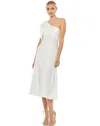 Mac Duggal 55387 High Low One Shoulder Dress In White