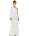 Mac Duggal 55401 Long Formal One Shoulder Dress In White