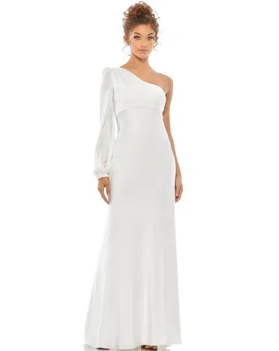 Mac Duggal 55401 Long Formal One Shoulder Dress In White