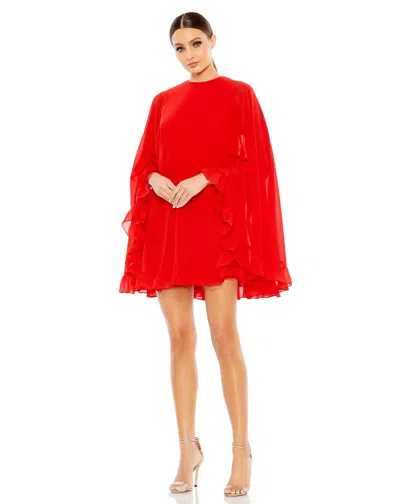 Mac Duggal 554071 Short Cocktail Mini Cape Dress In Red