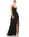 Mac Duggal 55416 Sexy Spaghetti Strap Tiered Dress In Black