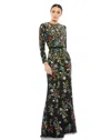 Mac Duggal 5556 Long Sleeve Floral Sequin Formal Dress In Multi