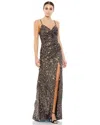 Mac Duggal 55700 Long Spaghetti Strap Prom Gown In Brown