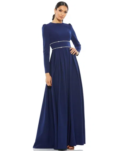 Mac Duggal 55705 Long Sleeve Formal Evening Dress In Blue