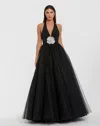 Mac Duggal 56187 Long Ball Gown Floral Formal Prom Dress In Black