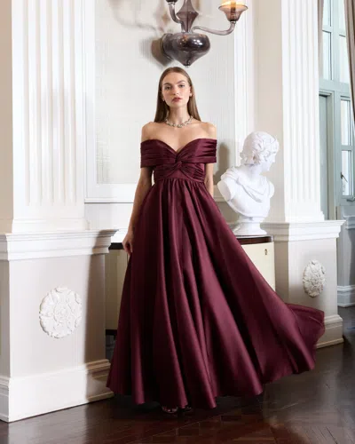 Mac Duggal 56188 Long Formal Ball Gown Prom Dress In Burgundy