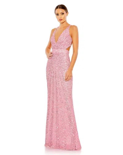 Mac Duggal 5686 Long Prom Formal Sequin Dress In Pink