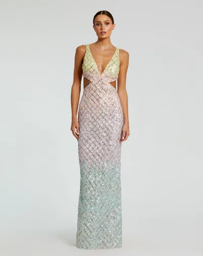 Mac Duggal 6049 Ombre Beaded Prom Formal Long Dress In Multi