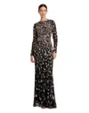 Mac Duggal 6135 Long Sleeve Beaded Formal Dress In Animal Print