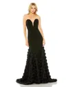 Mac Duggal 65219 Long Jersey Mermaid Rose Train Ball Gown In Black