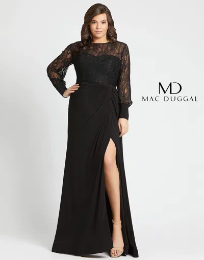 Mac Duggal 67143 Fabulouss Long Plus Size Formal Prom Dress In Black