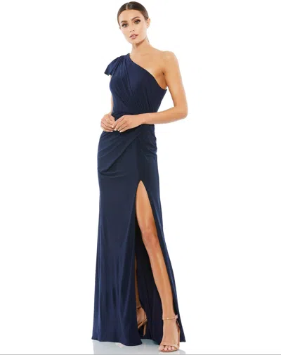 Mac Duggal 67858 Long Formal One Shoulder Prom Gown In Blue