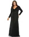 Mac Duggal 67896 Long Plus Size Formal Lace Dress In Black
