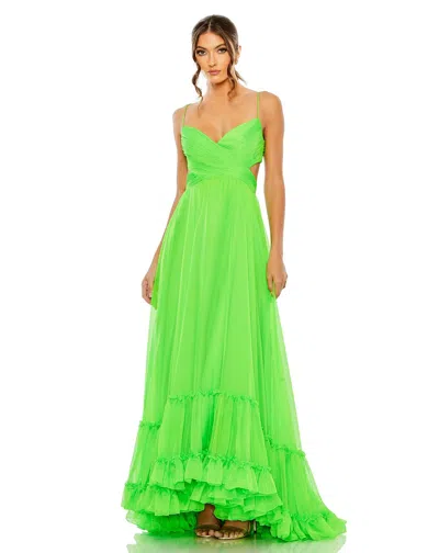 Mac Duggal 68477 Prom Tiered Ruffle Long Formal Dress In Green