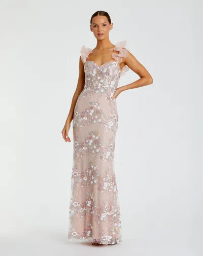 Mac Duggal 68880 Prom Fitted Floral Long Sequin Lace Formal Dress In Multi