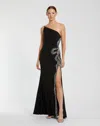 Mac Duggal 68932 Formal Long Fitted Slit Prom Dress In Black