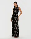 Mac Duggal 68959 Long Formal Velvet Floral Evening Dress In Black