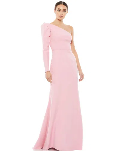 Mac Duggal 70149 Prom One Shoulder Puff Sleeve Gown In Purple