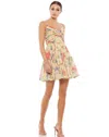 Mac Duggal 70204 Short Spaghetti Strap Floral Dress In Brown