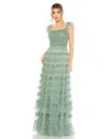 Mac Duggal 8052 Formal Long A Line Evening Tiered Dress In Green