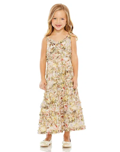 Mac Duggal 8063 Tea Length Sleeveless Chiffon Little Girls Dress In Multi