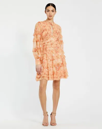 Mac Duggal 8094 Ruffle Short Cocktail Dress In Orange