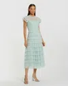 Mac Duggal 8285 Midi Length A Line Short Ruffle Cocktail Dress In Green