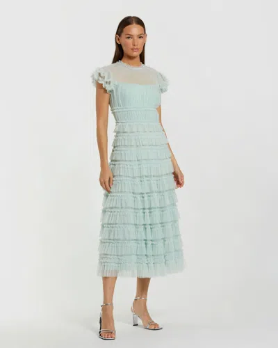 MAC DUGGAL 8285 MIDI LENGTH A LINE SHORT RUFFLE COCKTAIL DRESS