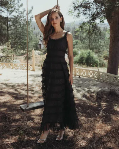 MAC DUGGAL 8372 LONG A LINE FORMAL FLORAL LACE RUFFLE PROM DRESS