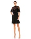 Mac Duggal 9143 Short Sleeve Cocktail Party Dress In Black