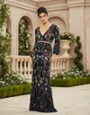 Mac Duggal 93546 Beaded Long Sleeve Formal Dress In Multi