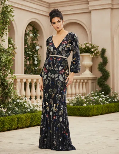 Mac Duggal 93546 Beaded Long Sleeve Formal Dress In Multi