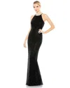 Mac Duggal 93742 Long Formal Beaded Halter Prom Gown In Black