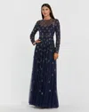 Mac Duggal 94216 Formal Long Beaded Mother Of The Bride Dress In Blue