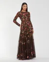 Mac Duggal 94275 Floral Long Formal Evening Gown Mother Of The Bride Dress In Brown