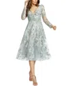 Mac Duggal Embellished Illusion Long Sleeve A Line Dress