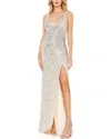 Mac Duggal Faux Wrap Sequined Evening Gown