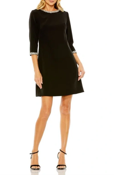 Mac Duggal A-line Embellished Cocktail Dress In Black